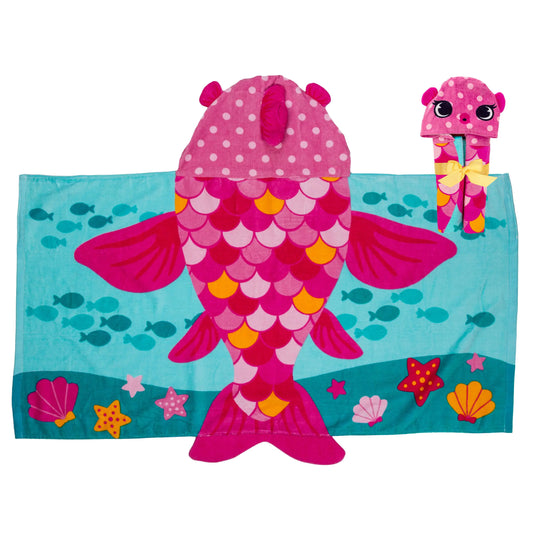 Stephen Joseph Unisex Kids Bath and Beach Soft Cotton Velour Hooded Towel Size 46”x24”